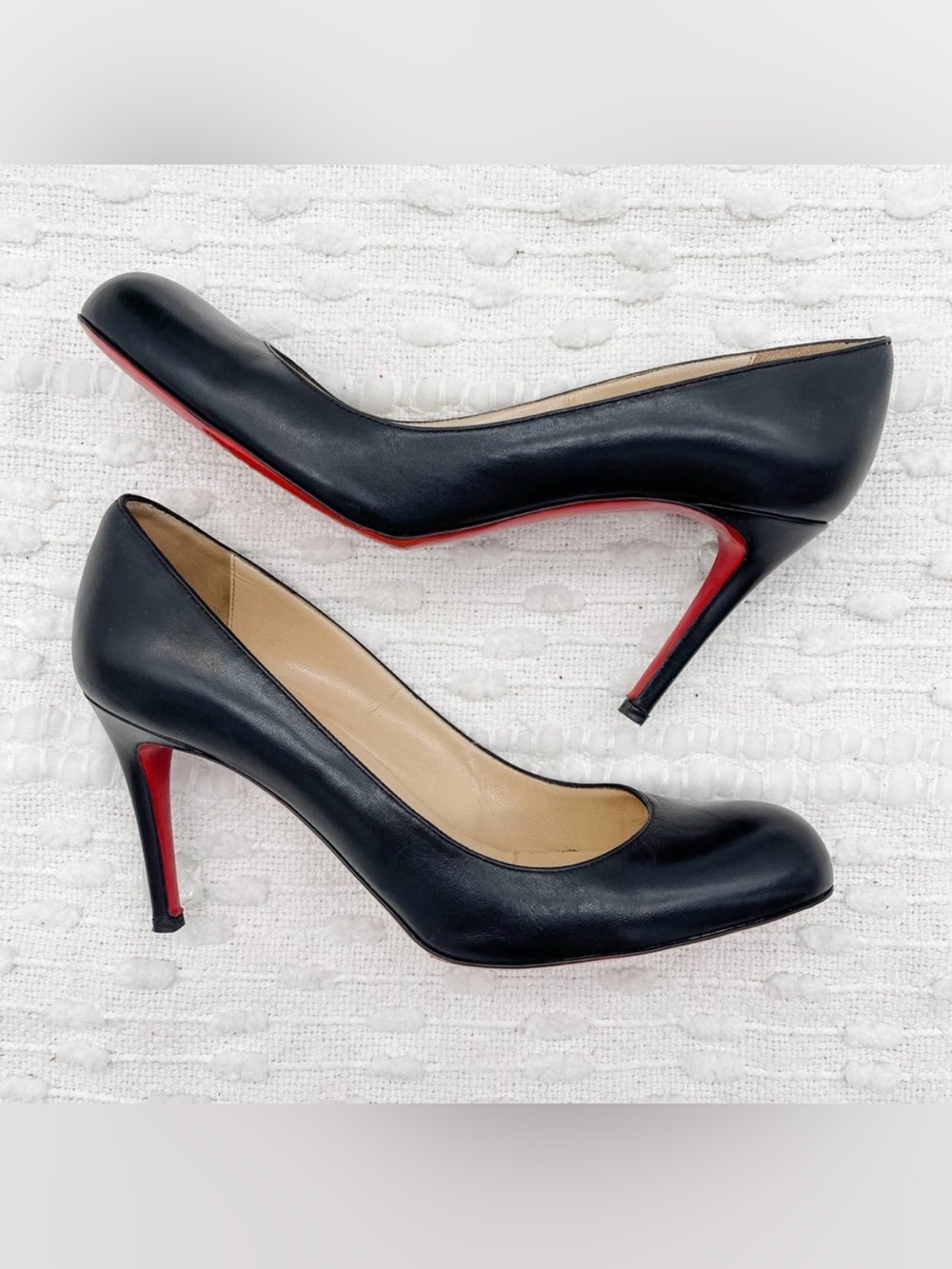 Christian Louboutin Black Leather Pumps with Red Soles - Picture 2 of 16